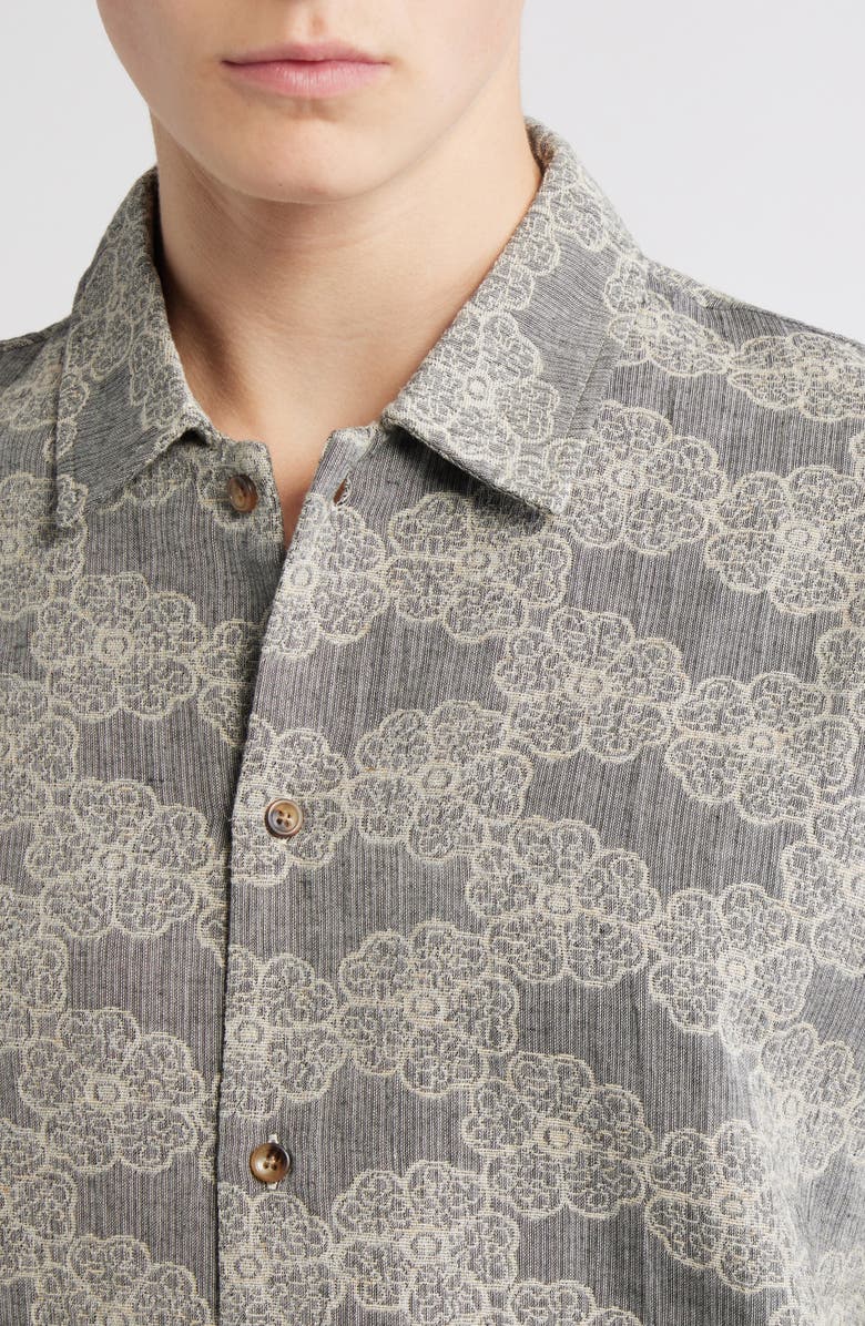RIZORT Trevor Floral Cotton Blend Button-Up Shirt, Alternate, color, Grey