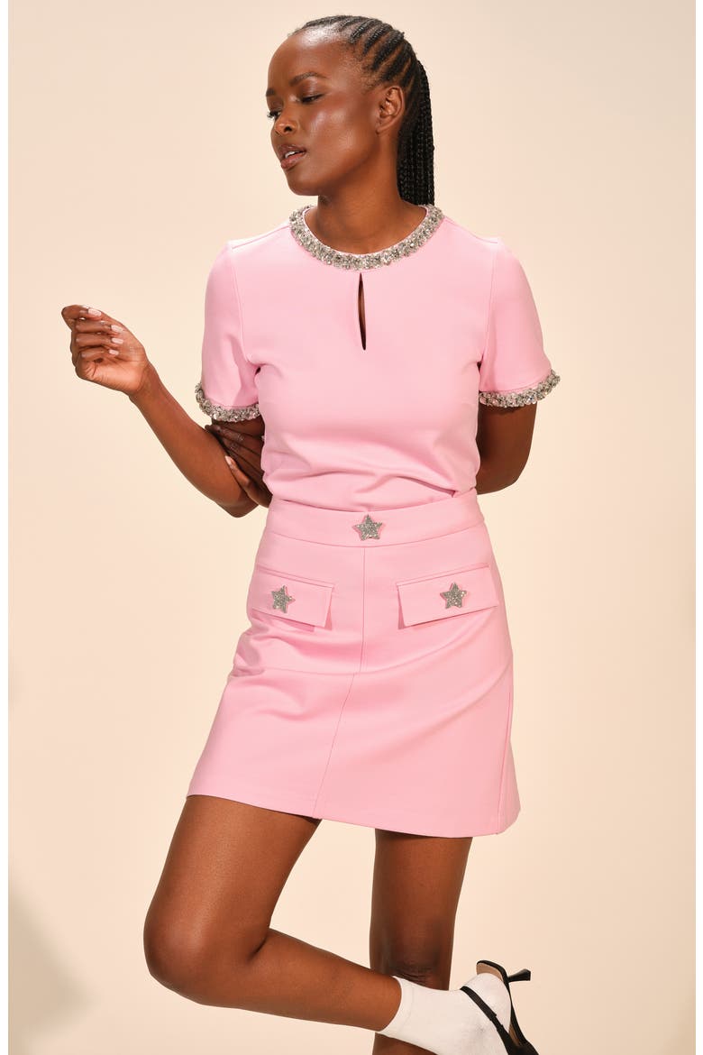 Star Embellished Ponte Miniskirt, Alternate, color, ORCHID PINK