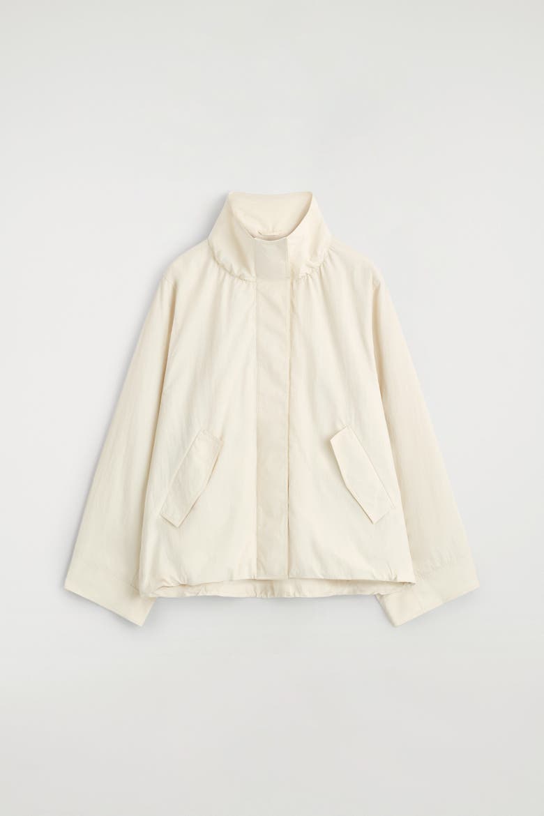 Nylon Mock-Neck Jacket, Alternate, color, CREAM