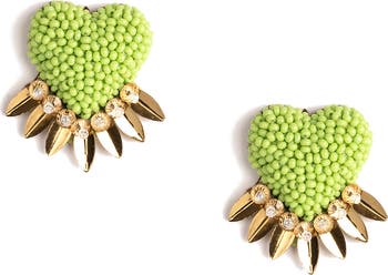 Deepa Gurnani ピアス フリンジ ハート パーティー クリスタル Deepa Gurnani ピアス フリンジ ハート パーティー クリスタル