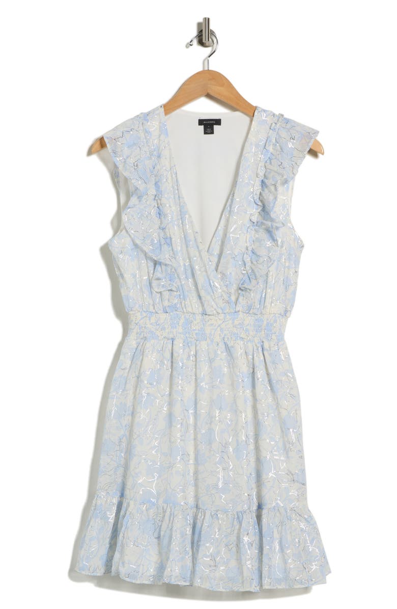 Halogen<sup>®</sup> Floral Sleeveless Godet Minidress, Main, color, Blue Multi