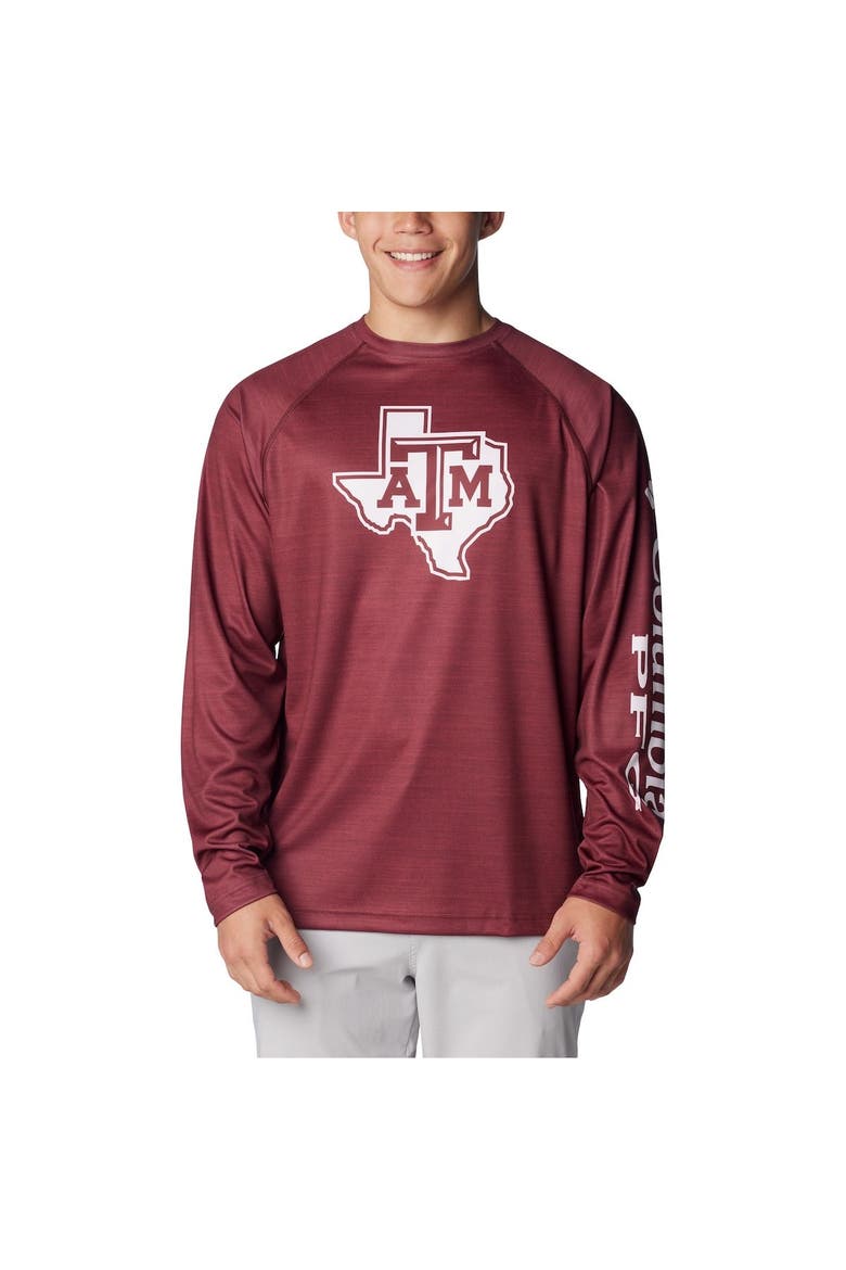 Men's Columbia  Maroon Texas A&M Aggies PFG Terminal Tackle Omni-Shade Raglan Long Sleeve T-Shirt, Alternate, color, Maroon