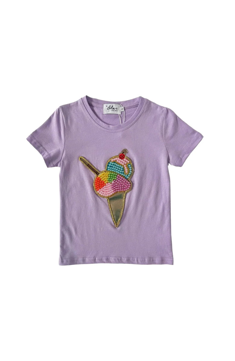 Lola + The Boys Rainbow Pearls Ice Cream T-shirt, Main, color, Purple