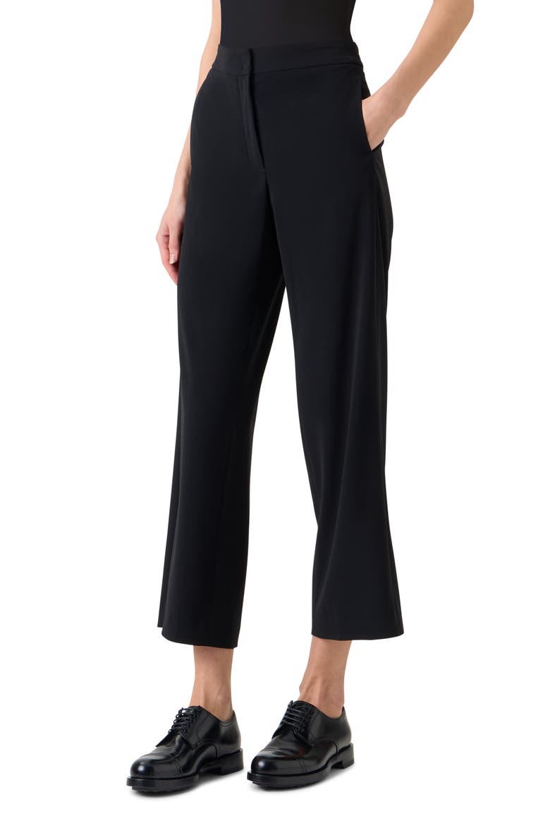 Marlon Laser Cut Crepe Crop Wide Leg Pants, Alternate, color, BLACK