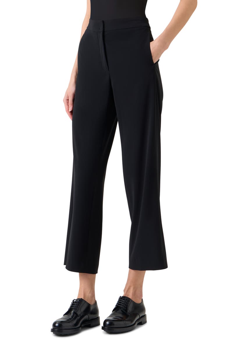 Akris punto Marlon Laser Cut Crepe Crop Wide Leg Pants, Alternate, color, Black