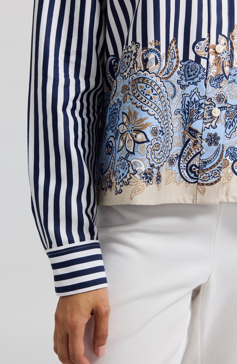 Foxcroft Jodie Stripe Cotton Button-Up Shirt, Alternate, color, Blue Multi