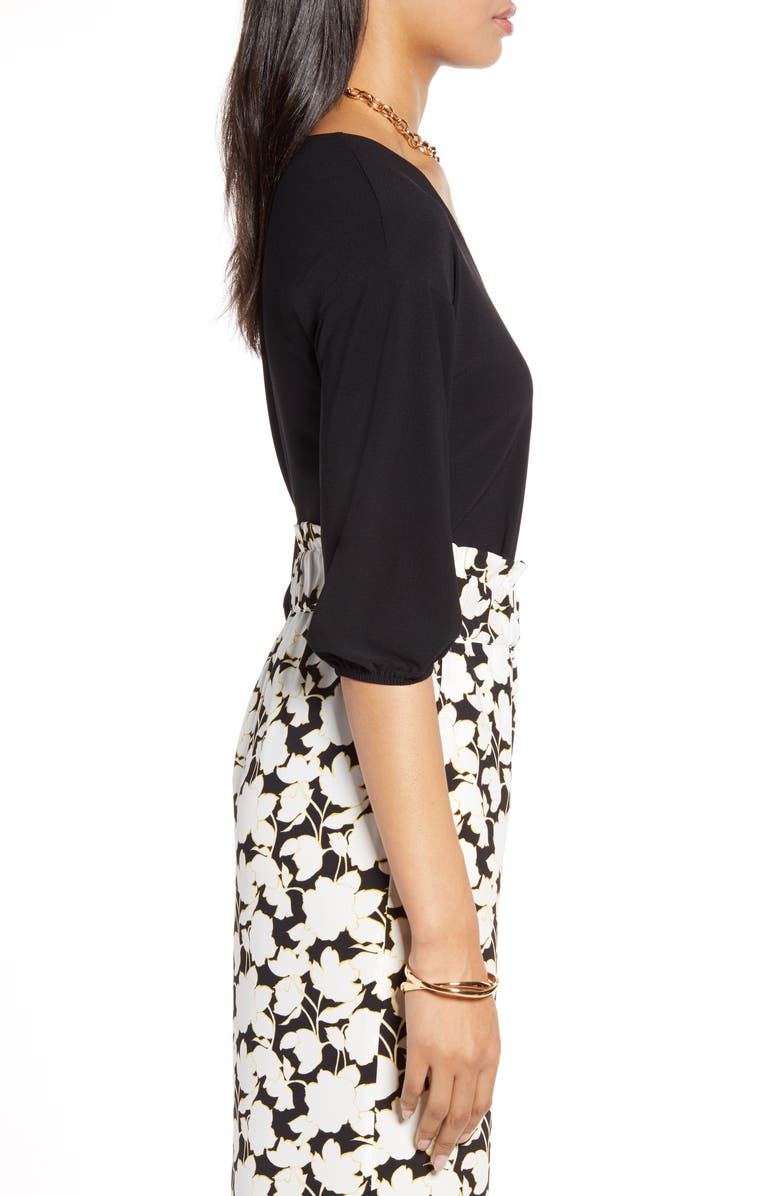 Halogen<sup>®</sup> V-Neck Puff Sleeve Knit Top, Alternate, color, 