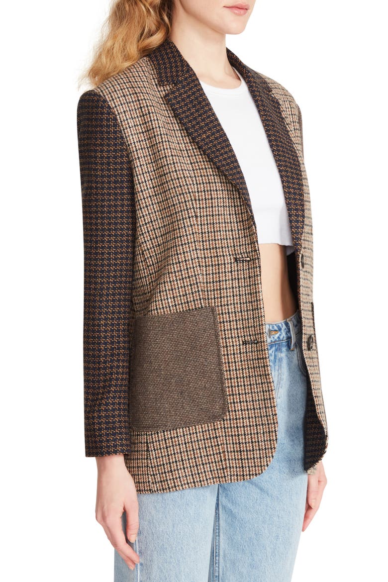 Late Night Show Mixed Plaid Blazer, Alternate, color, BROWN PLAID MIX