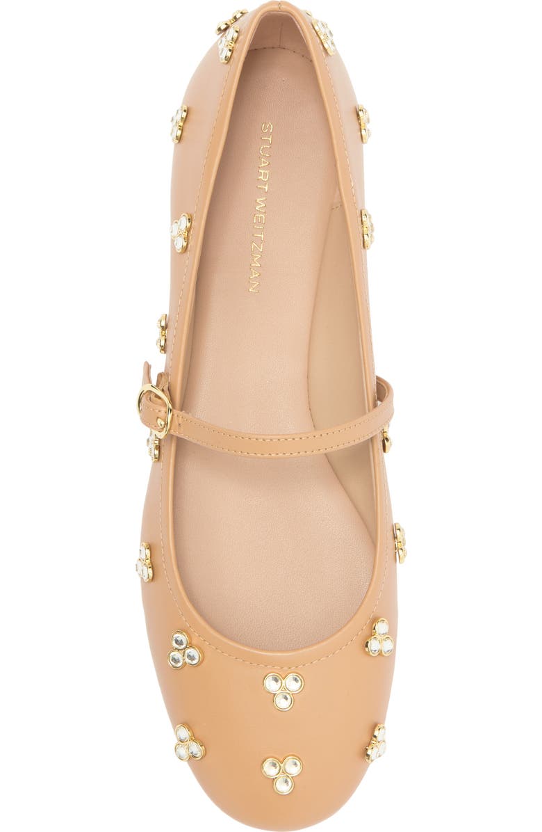 Stuart Weitzman Tammy Crystal Mary Jane Flat, Alternate, color, Golden Beige