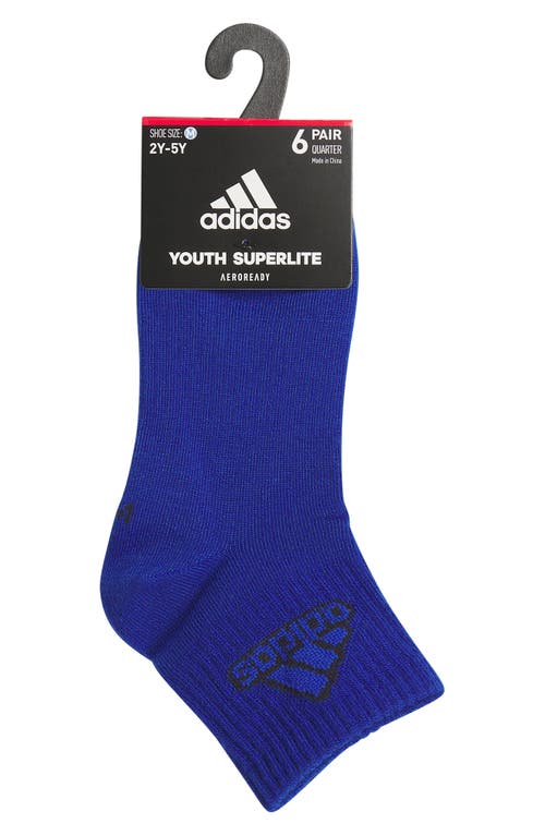 Adidas Originals Adidas Kids' Assorted 6-pack Aeroready Superlite Ankle Socks In Royal Blue/heather Grey