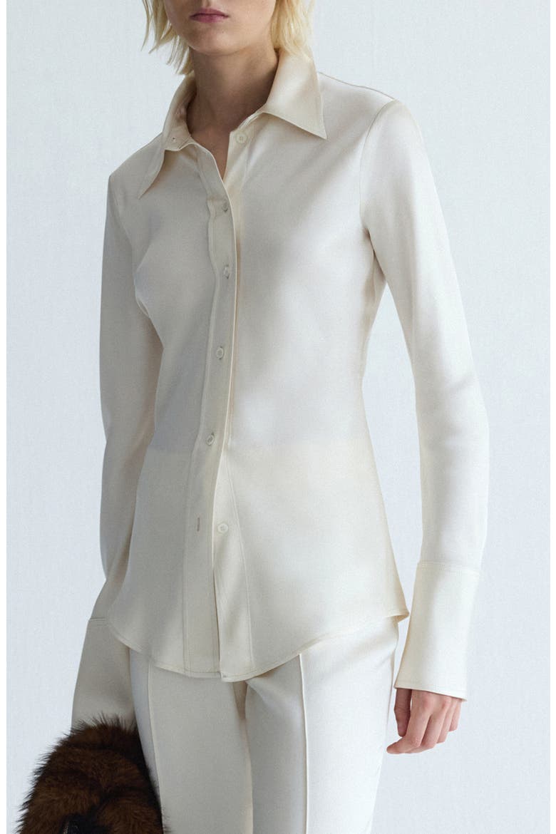Back Tie Satin Shirt, Main, color, ECRU