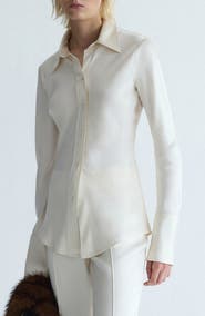MANGO Back Tie Satin Shirt