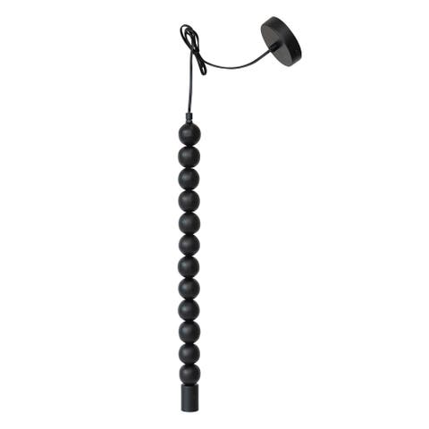 Mango Wood Bead Drop Pendant Lamp, Black