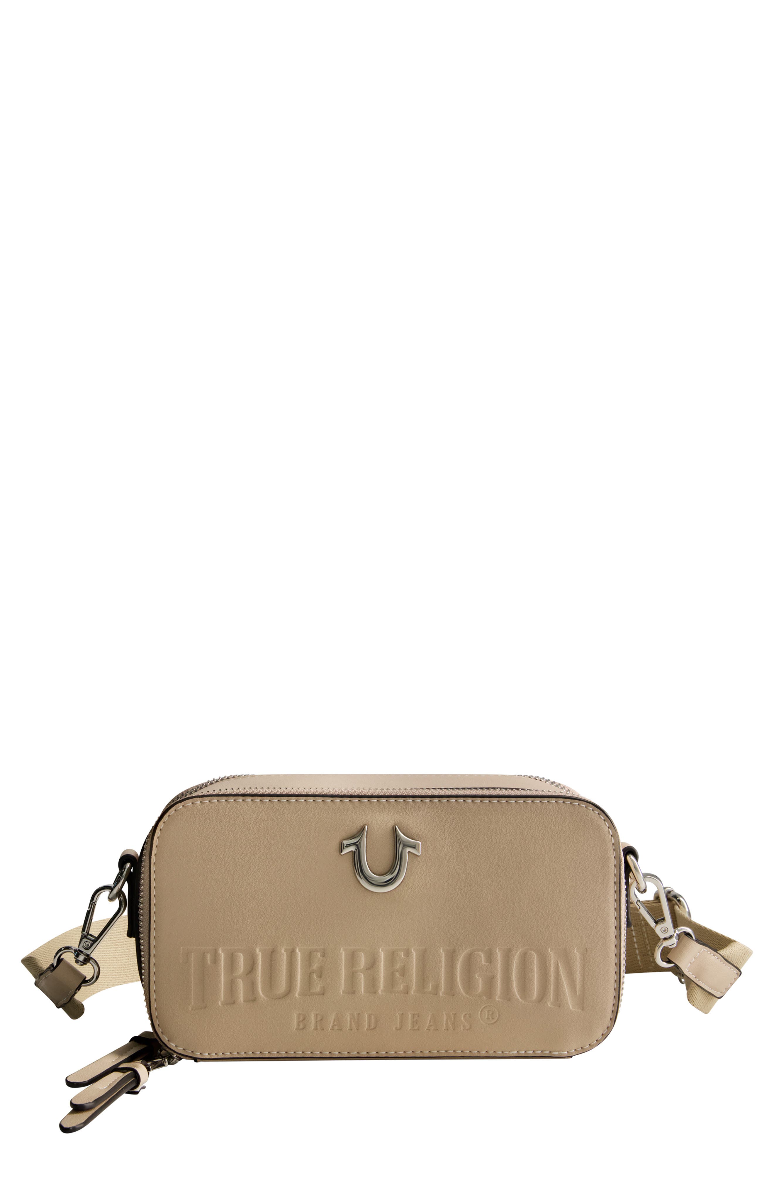 Double-Zip Horseshoe Camera Bag, Main, color, TAN