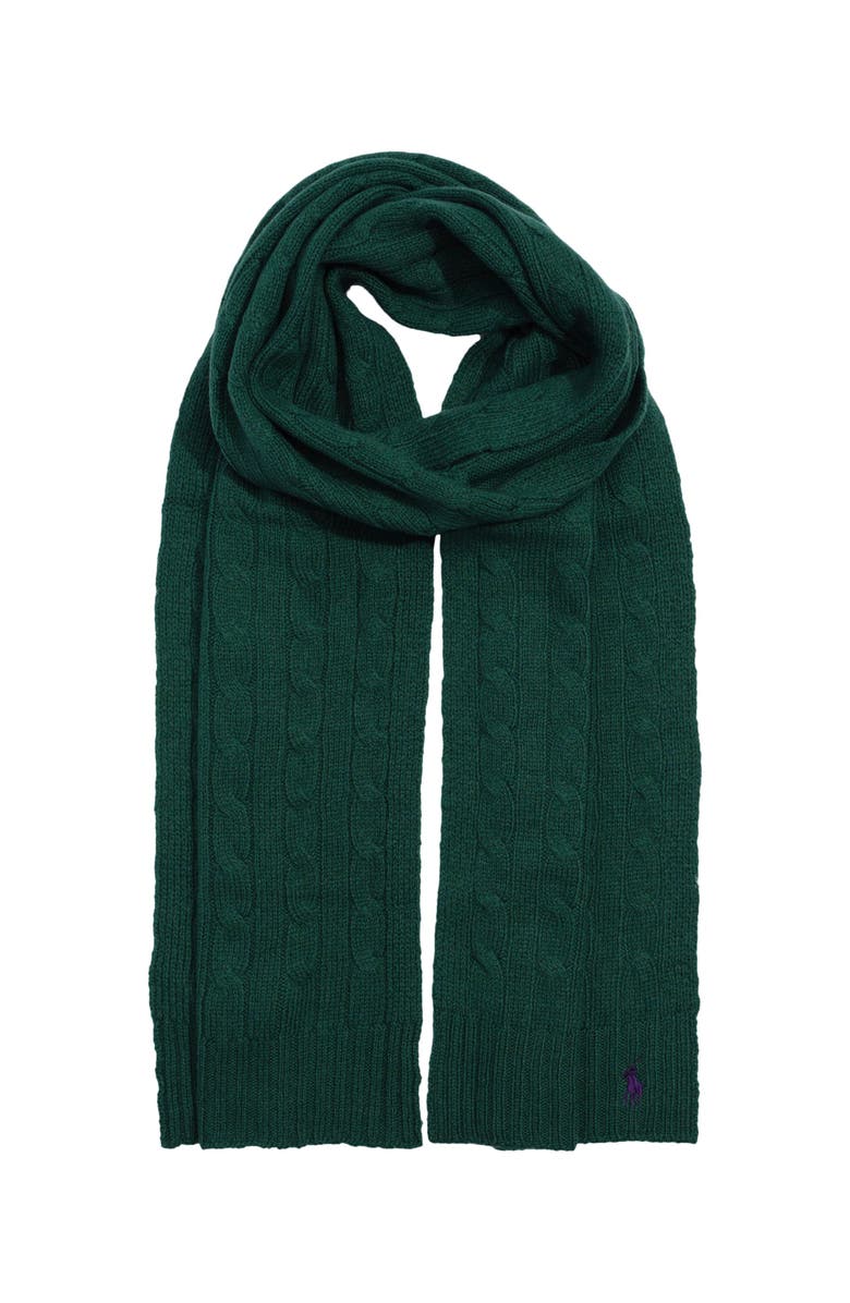 Polo Ralph Lauren Wool Cashmere Classic Cable Scarf, Main, color, Castleton Green
