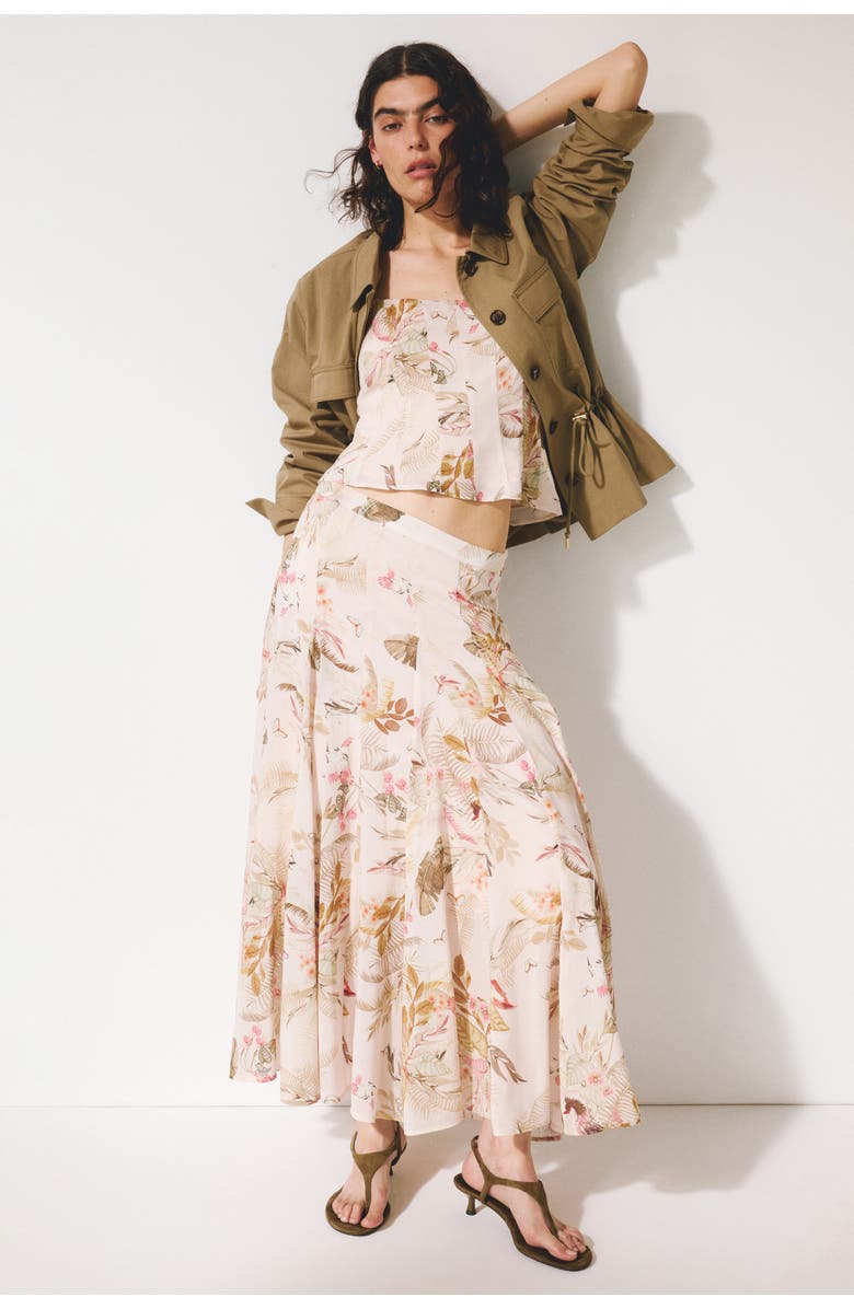 H&M Tie-strap Viscose-blend Top, Alternate, color, Light Peach Pink/Floral