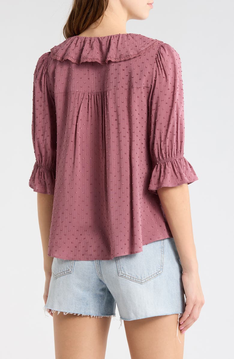 Melrose and Market Ruffle Clip Dot Top, Alternate, color, Brown Rose