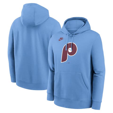 Men's Nike Light Blue Philadelphia Phillies Cooperstown Collection Logo Club Pullover Hoodie