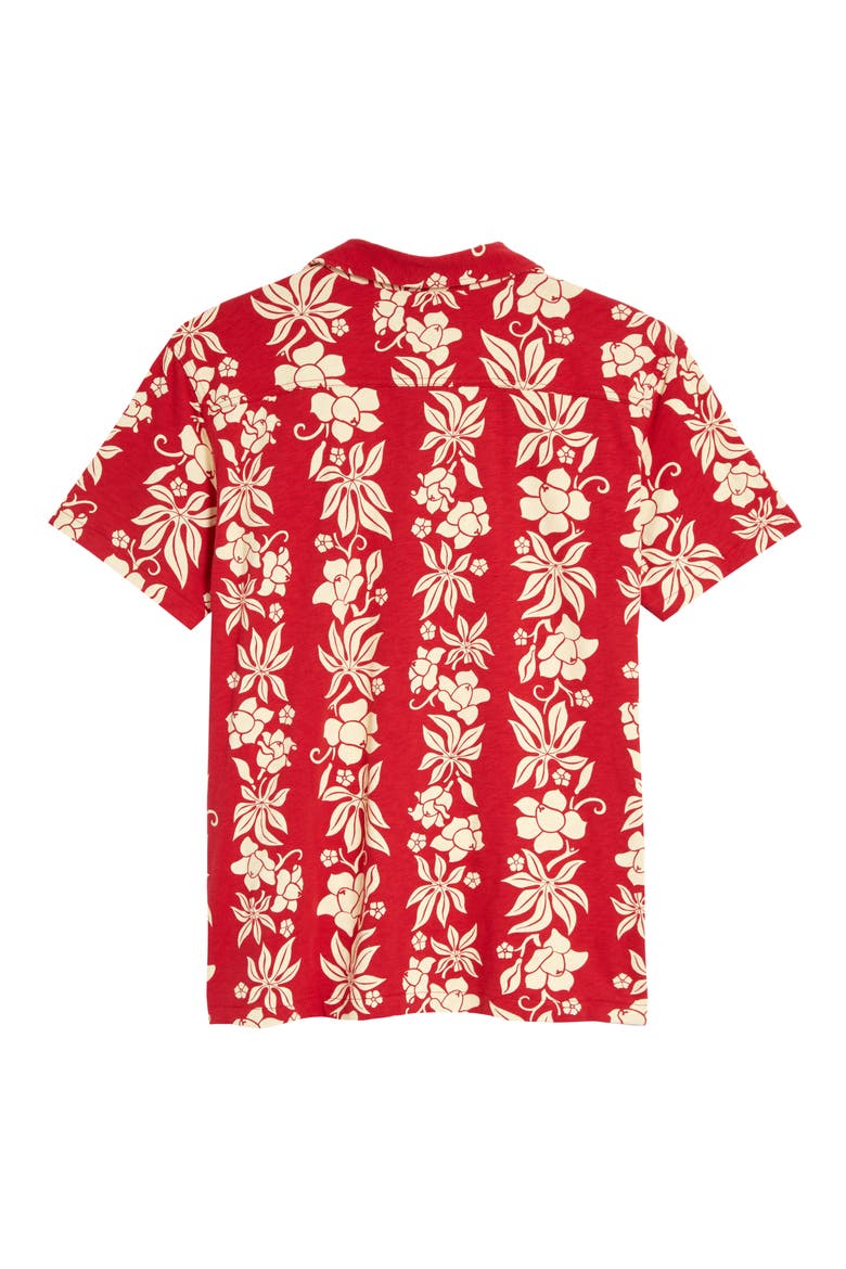 RRL Floral Print Cotton Button-Up Camp Shirt, Alternate, color, BERMUDA RED