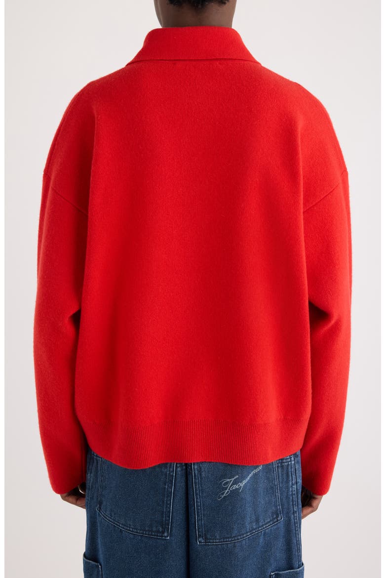 La Maille Vareuse Pallone Merino Wool & Cashmere Polo Sweater, Alternate, color, RED