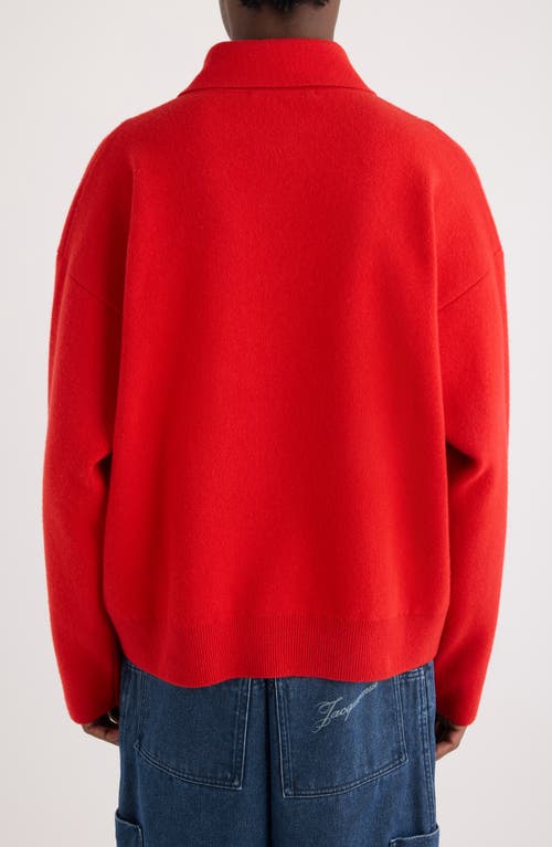 Jacquemus Merino Wool And Cashmere Polo Shirt Knitwear Red In Red