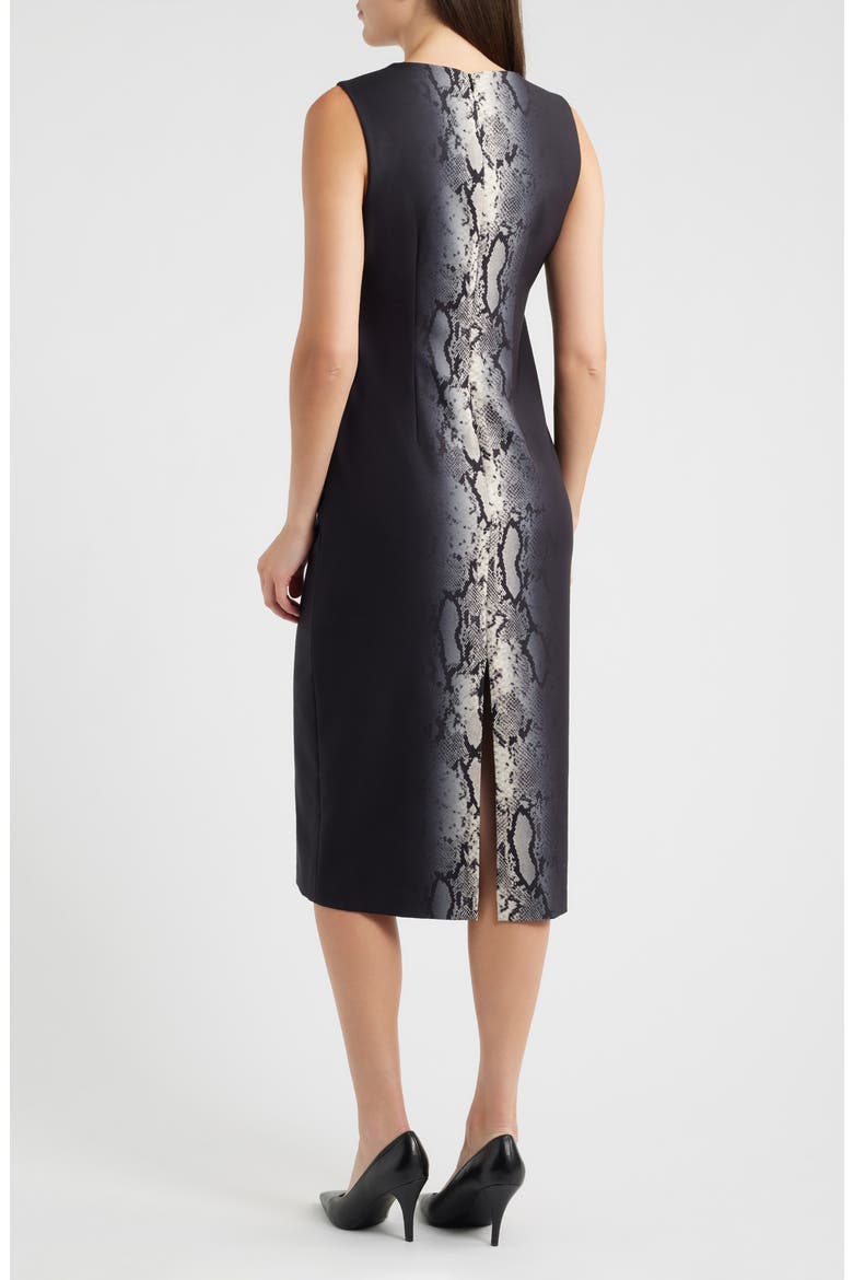Snake Print Jewel Neck Midi Dress, Alternate, color, ANNE BLACK MULTI