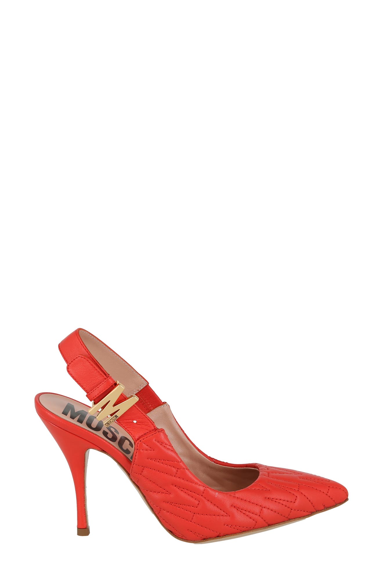 Moschino Logo Quilted Slingback Pump, Alternate, color, Orange