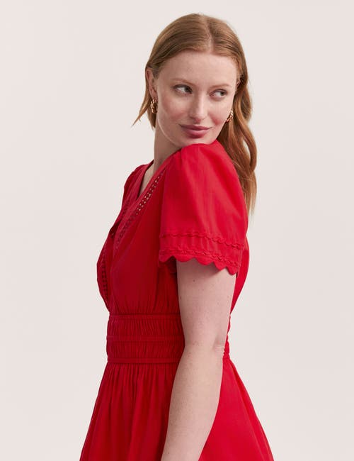 Finery London Reece Ric Rac Trim Cotton Short Dress In Red