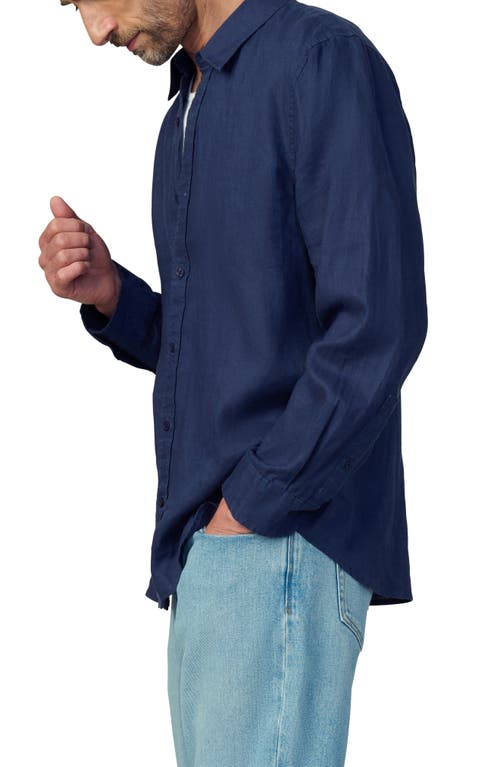 Joe's Jakob Linen Button-up Shirt In True Navy