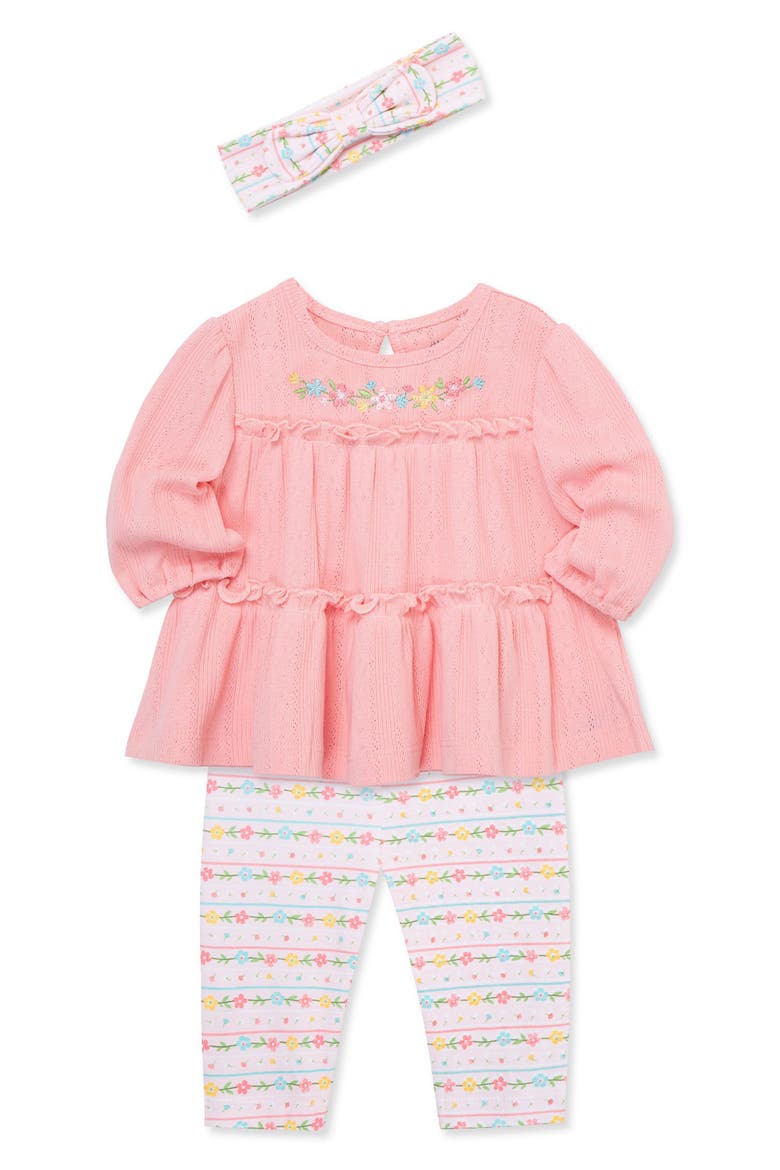 Garland Floral Tunic, Leggings & Headband Set, Alternate, color, PINK