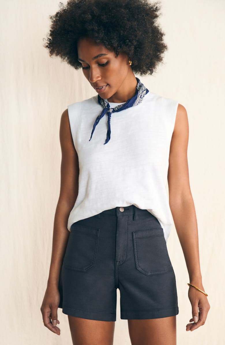 Faherty High Waist Patch Pocket Stretch Terry Shorts, Alternate, color,