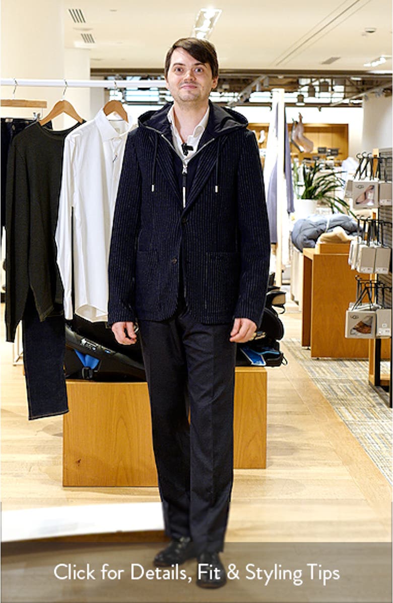 Wells Pinstripe Jacket with Removable Hooded Bib, sales video thumbnail