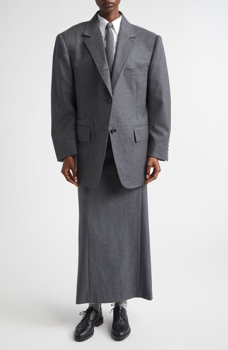 Thom Browne Oversize Wool Flannel Blazer, Alternate, color, Dark Grey