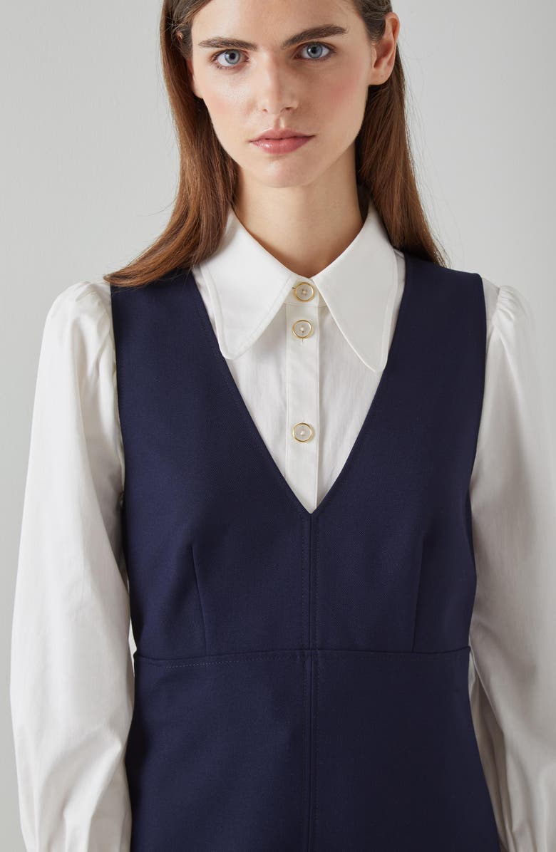 LK Bennett Mariner Pinafore Dress, Alternate, color, Navy