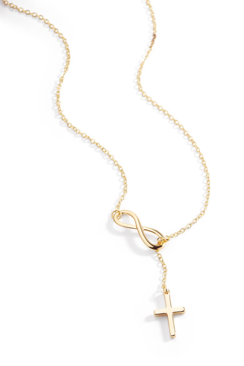 Infinity Cross Pendant Necklace, Main, color, 18k Gold Plated