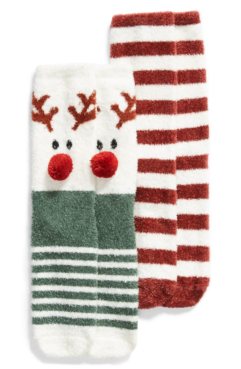 BP. 2-Pack Holiday Butter Crew Socks, Main, color, 