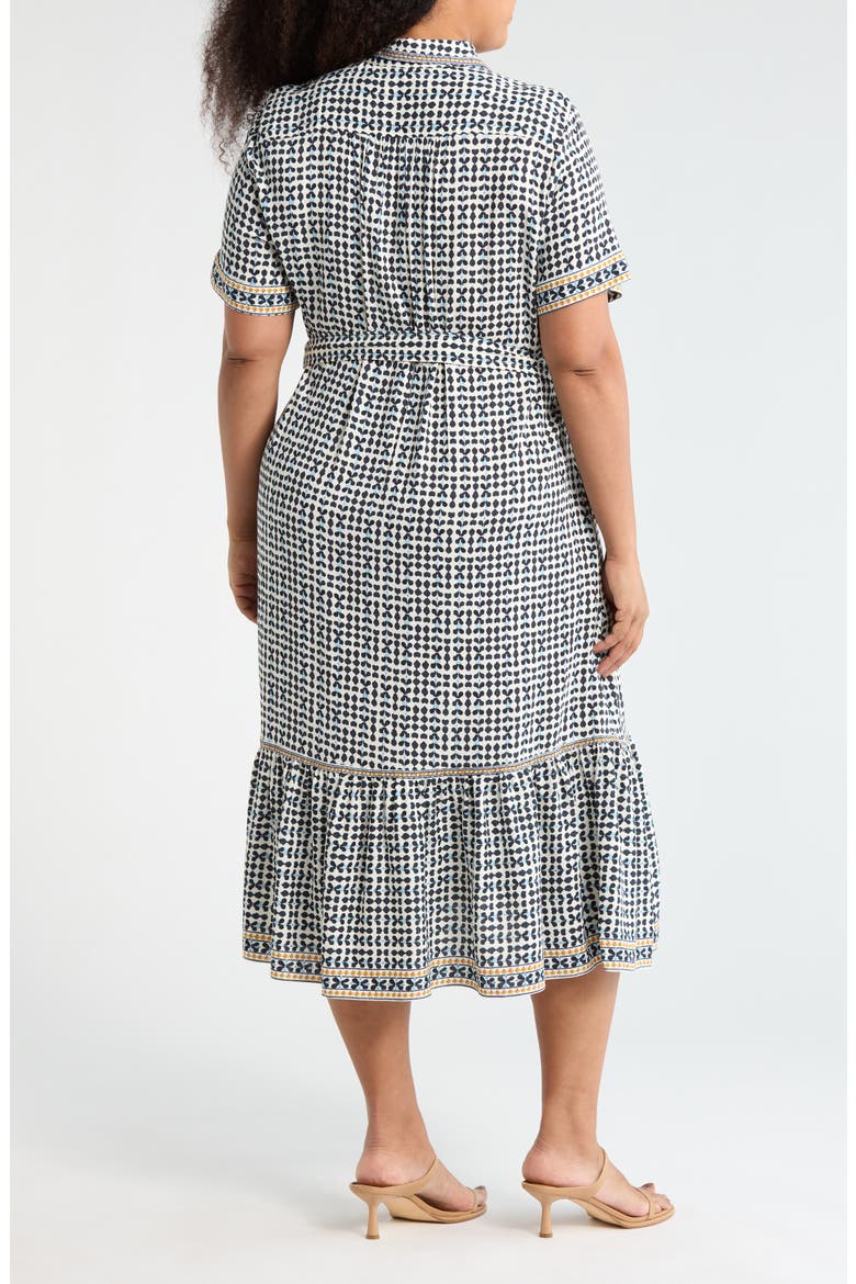 Short Sleeve Maxi Shirtdress, Alternate, color, NATURA/ BLUE IKAT STAMPS