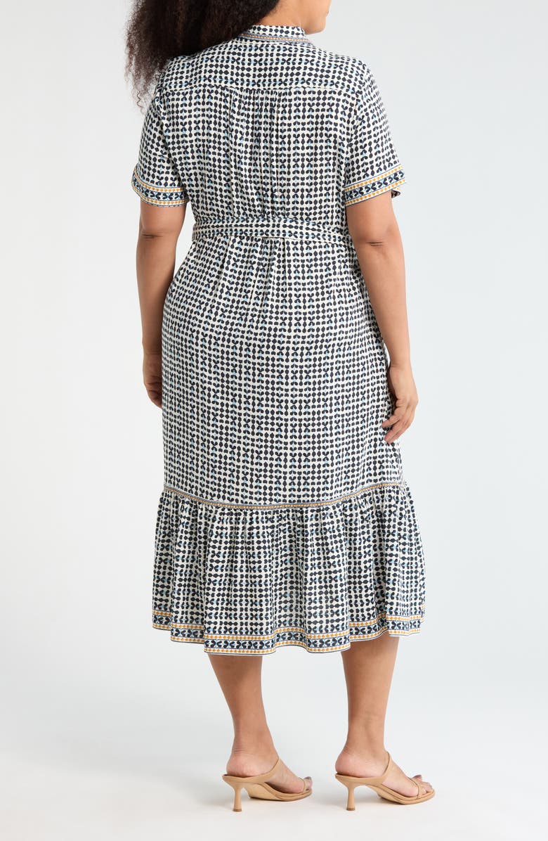 MAX STUDIO Short Sleeve Maxi Shirtdress, Alternate, color, Natura/ Blue Ikat Stamps