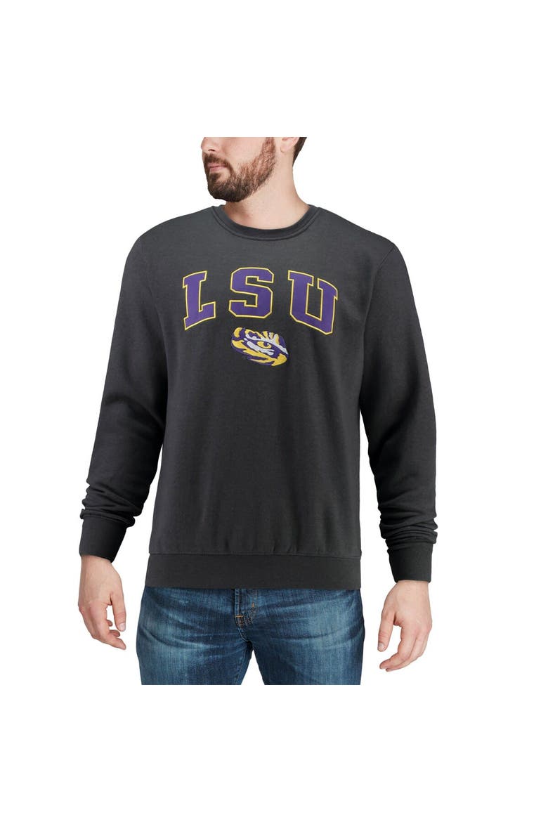 Men's Colosseum Charcoal LSU Tigers Arch & Logo Crew Neck Sweatshirt, Alternate, color, Charcoal