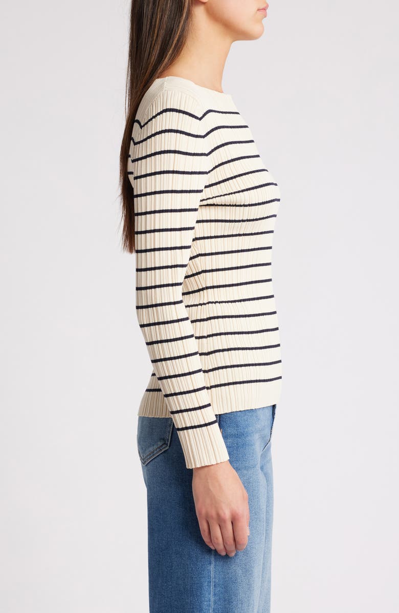 French Connection Stripe Rib Top, Alternate, color, 11-Classic Cream-Black