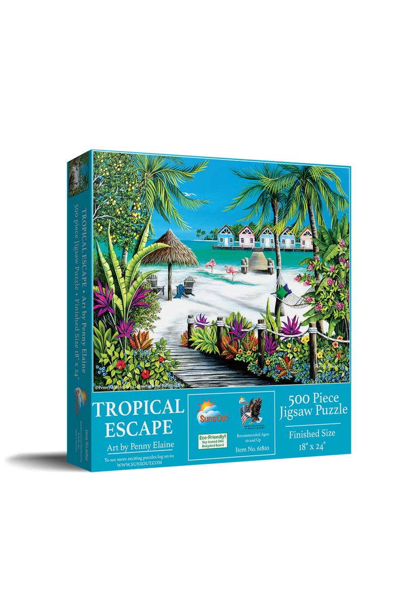 Sunsout Tropical Escape 500 piece Jigsaw Puzzle for Adults, Main, color, Multicolor