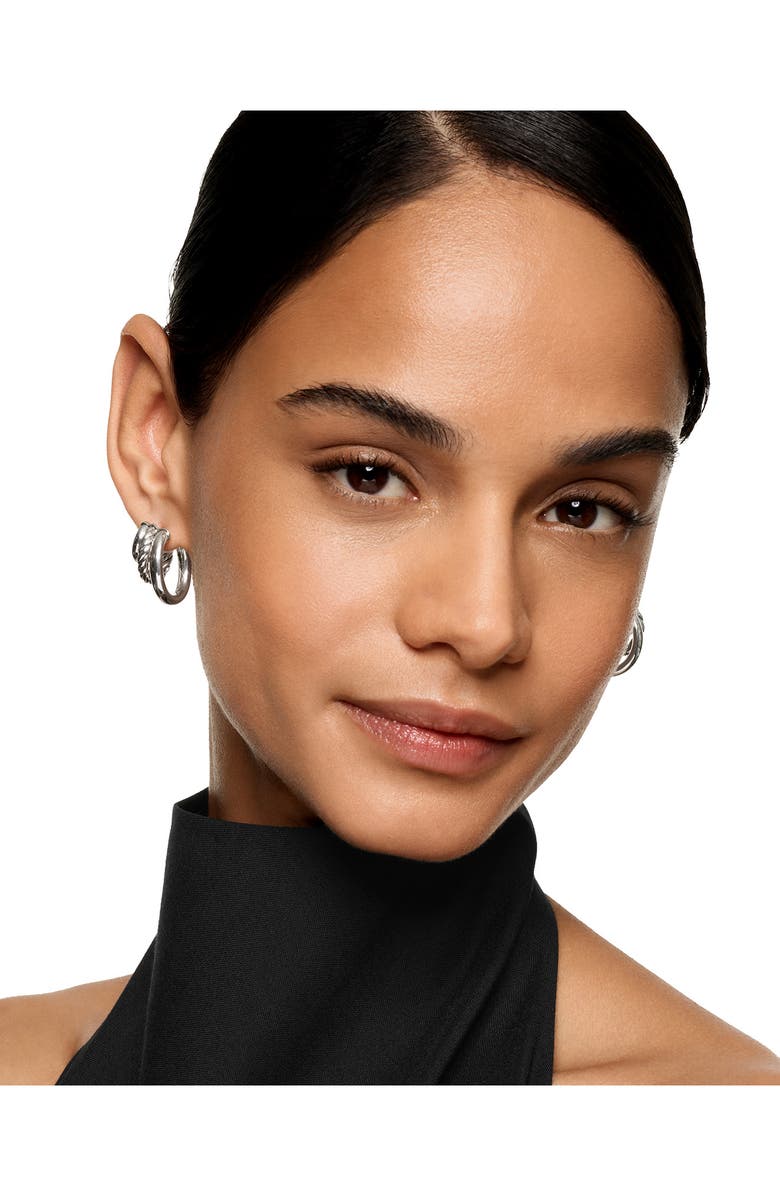 David Yurman Mercer<sup>®</sup> Three Row Hoop Earrings in Sterling Silver, 21mm, Alternate, color, Silver