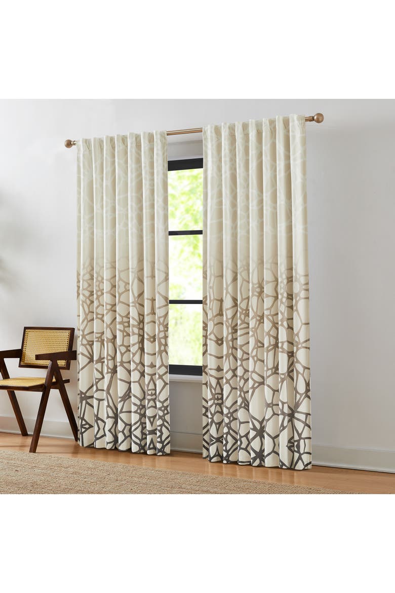 Ethereal Tangle Velvet Blackout Window Panel, Alternate, color, Ivory/Brown