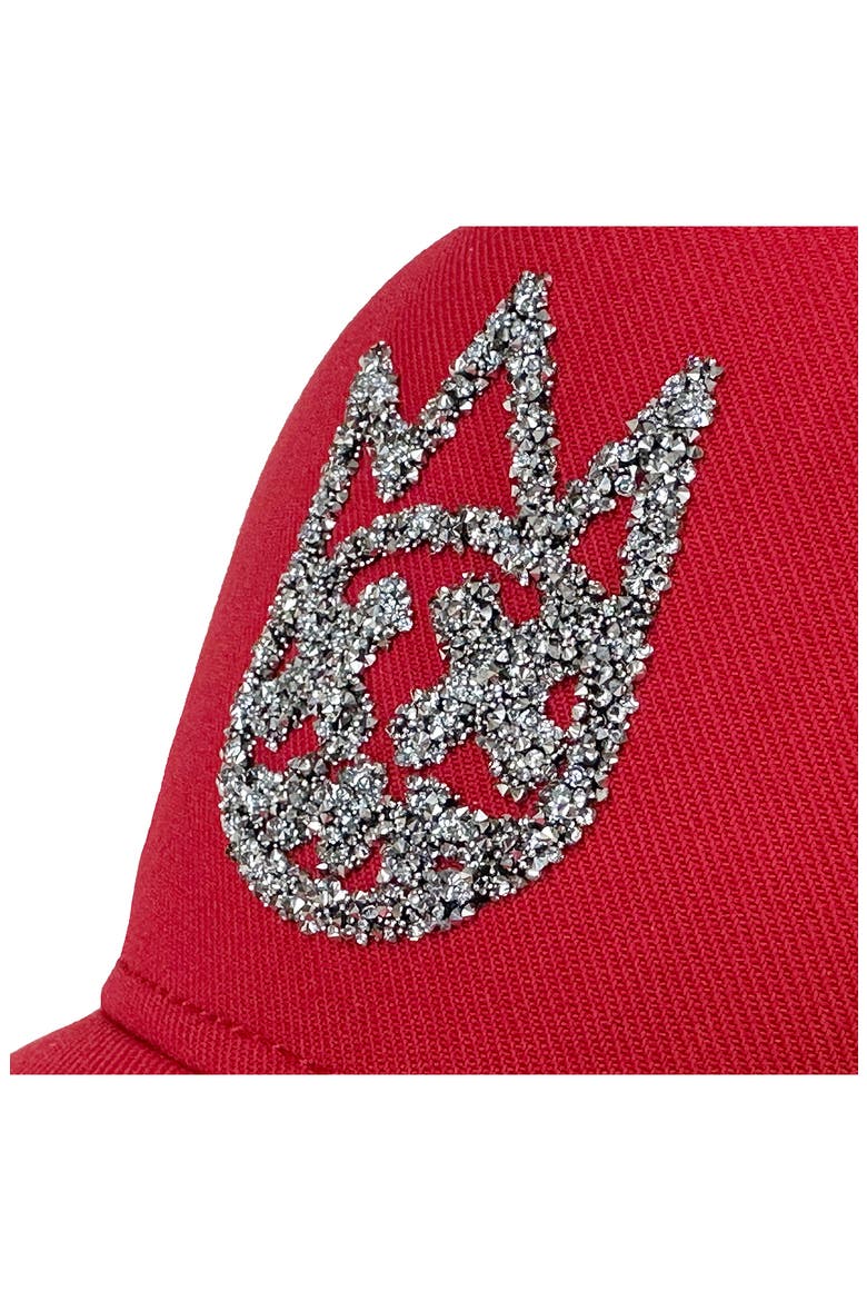 Crystal Shimuchan Logo Trucker Hat, Alternate, color, RED