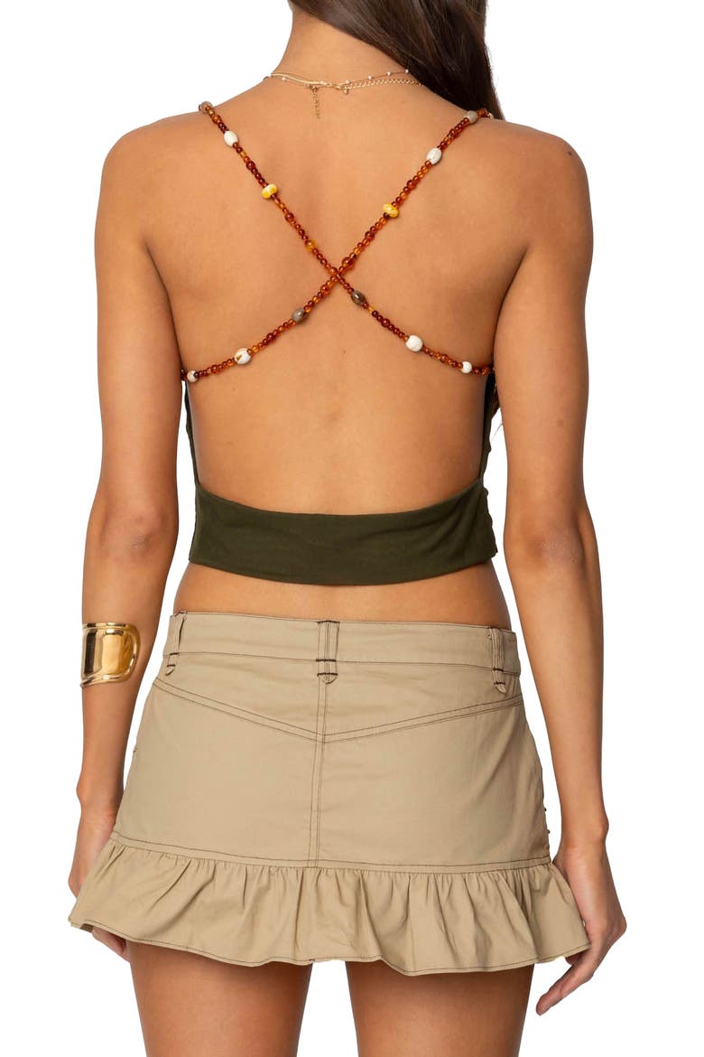 Cowl Neck Backless Crop Top, Alternate, color, GREEN