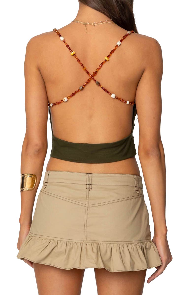 EDIKTED Cowl Neck Backless Crop Top, Alternate, color, Green