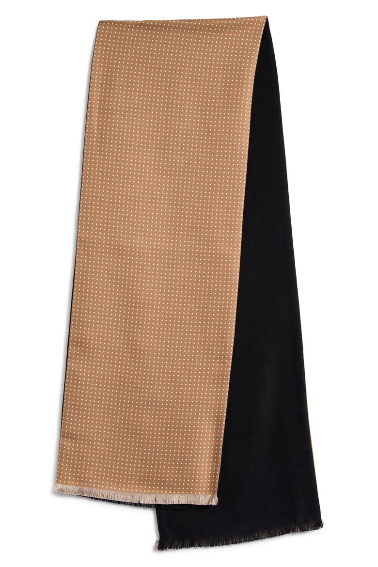 Reversible Cashmere & Silk Scarf, Main, color, BLACK/ CAMEL