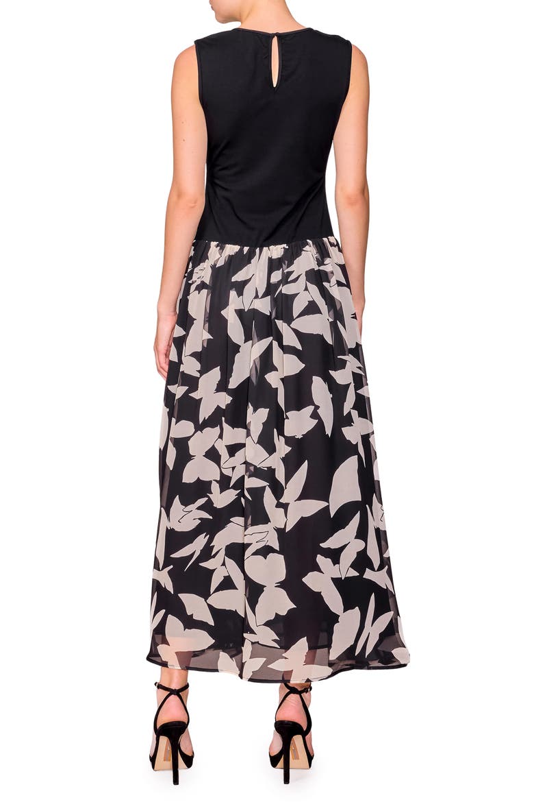 Sleeveless Mixed Media Maxi Dress, Alternate, color, BLACK MULTI