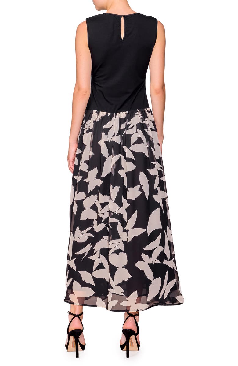 MELLODAY Sleeveless Mixed Media Maxi Dress, Alternate, color, Black Multi