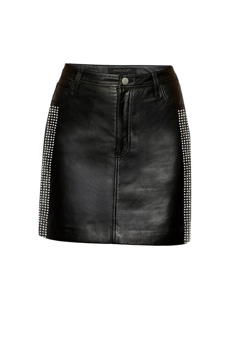 Ryder Upcycled Leather Skirt, Alternate, color, Black